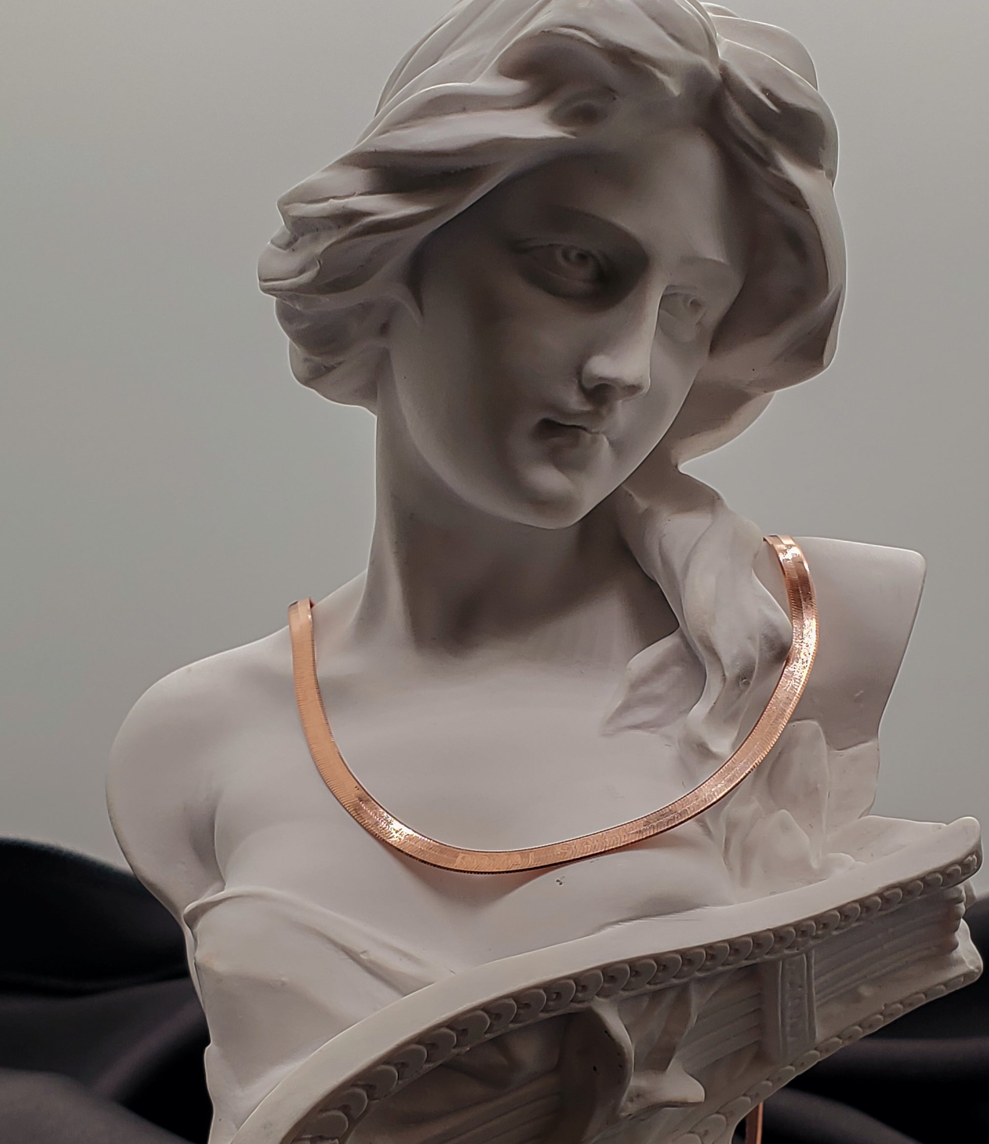 Aariana Necklace | 18K Solid Rose Gold | Snake Herringbone | Custom Engraving