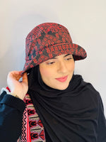 Load image into Gallery viewer, Palestina Road of Stars | Red/Black | Bucket Hat Hijab
