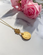 Load image into Gallery viewer, Cleopatra Egyptian Coin and Hamsa Necklace
