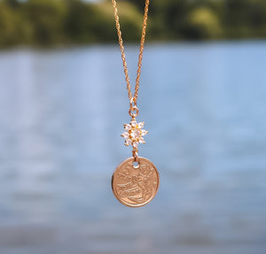 Spain Coin | Sunburst Charm Necklace