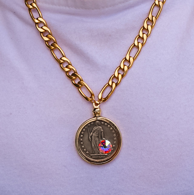 Exclusive Very Rare 1896 Swiss Helvetica Coin Necklace